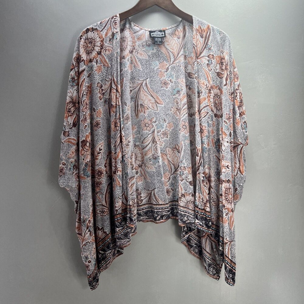Angie Cardigan Cover Up Women’s Size L Floral Bohemian Short Sleeve Cardigan